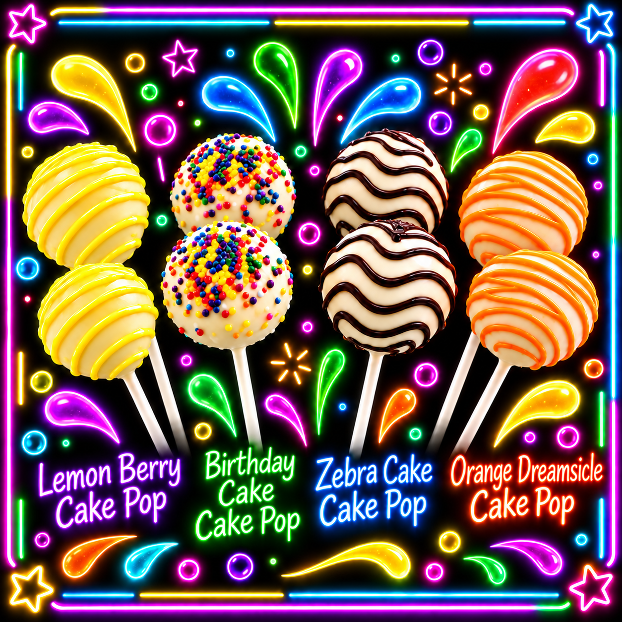 Lemon Berry, Birthday, Zebra & Orange Dreamsicle Cake Pops