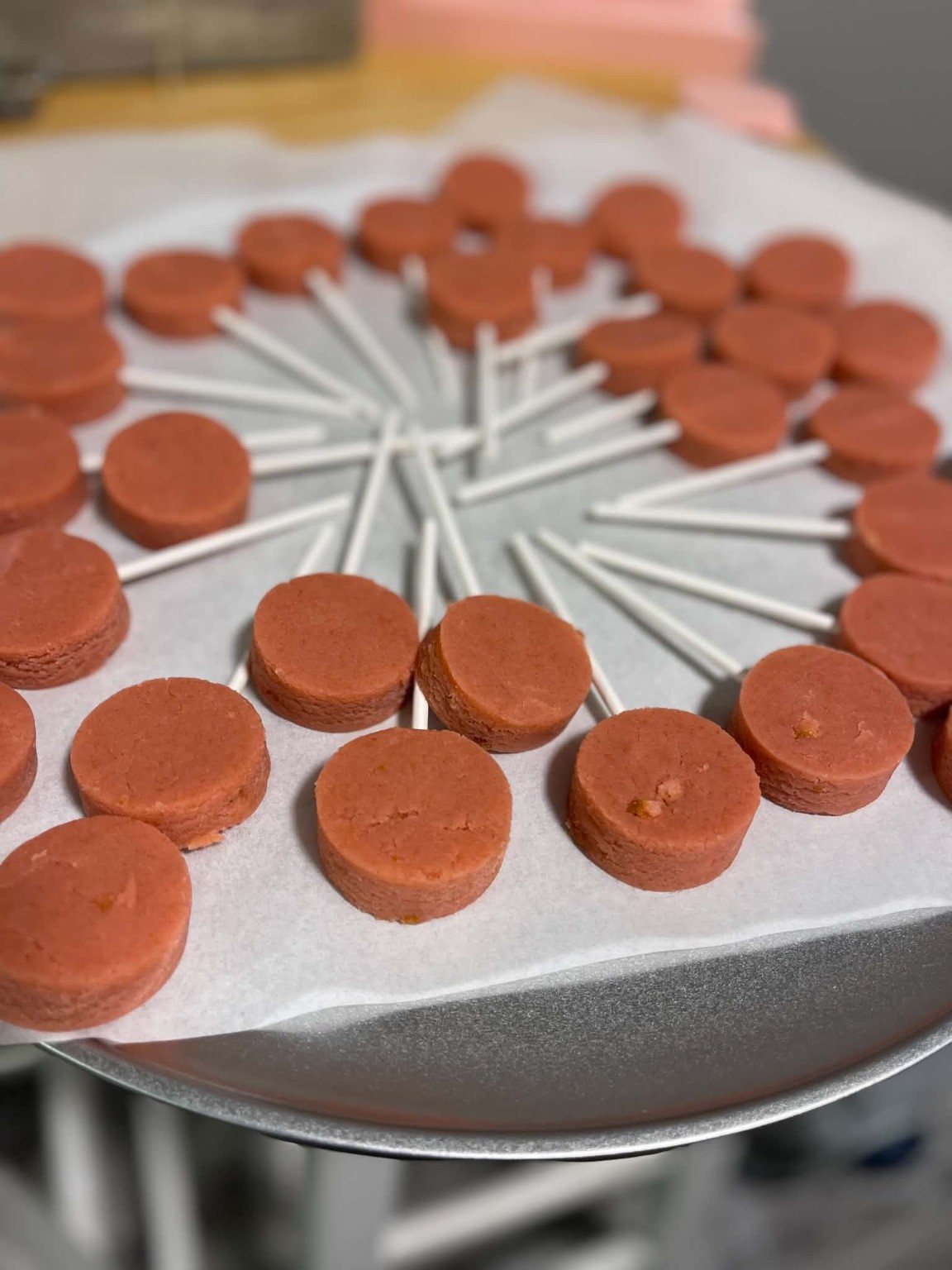 Behind the scenes: freshly shaped cake pop bases ready for decorating